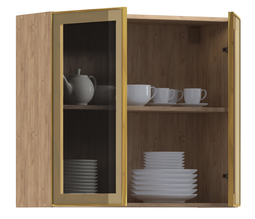 Навесные, Навесной шкаф Регина РП-80 (Дуб Вотан/Витрина Золото)