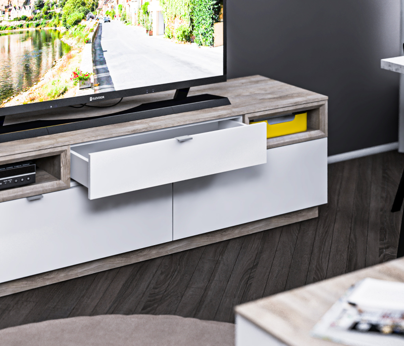 ТВ-тумбы, Тумба ТВ NAGOS СБ-3037 Белый Бриллиант,Дуб Риббек/Белый Бриллиант