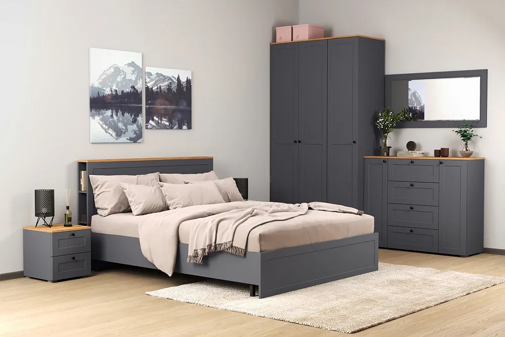 Комоды, Комод Остин 16.221, серый графит, дуб золотой крафт