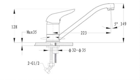 Смеситель GranFest для кухни D-40mm