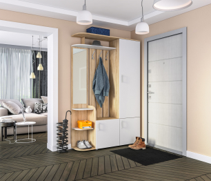 Прихожая Наоми СБ-2292 Дуб Сонома/Белый