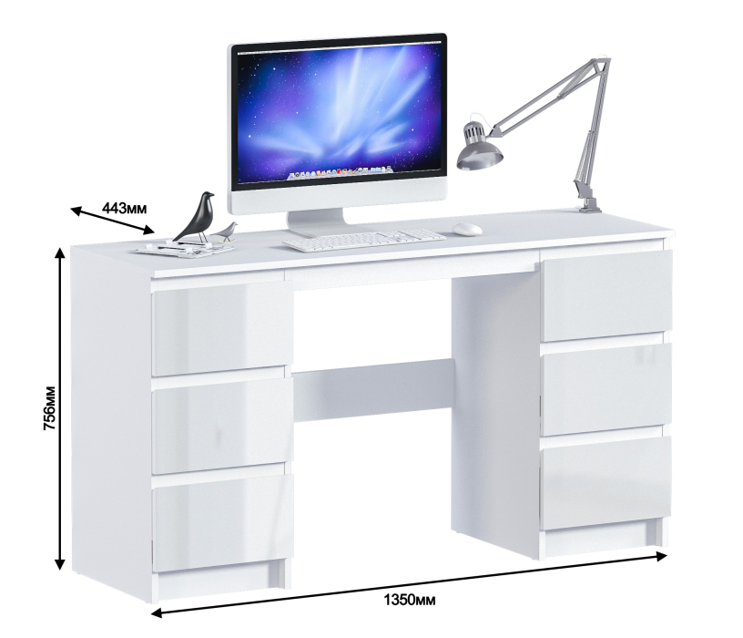 Прямые компьютерные столы, Стол Медея СБ-3337 Белый