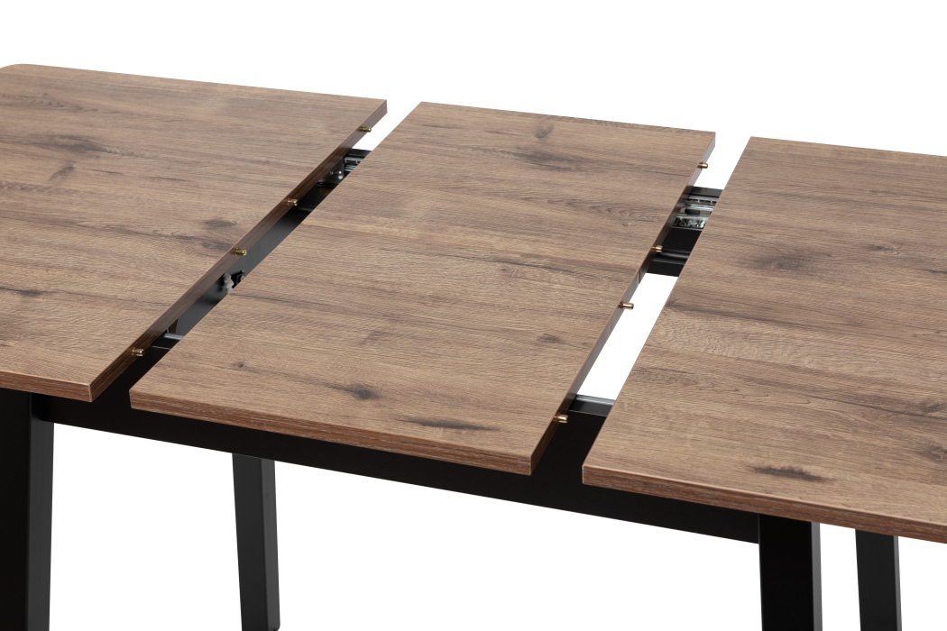 Обеденные столы, Стол раздвижной DAIKO 1Р, металл Черный, Дуб велингтон