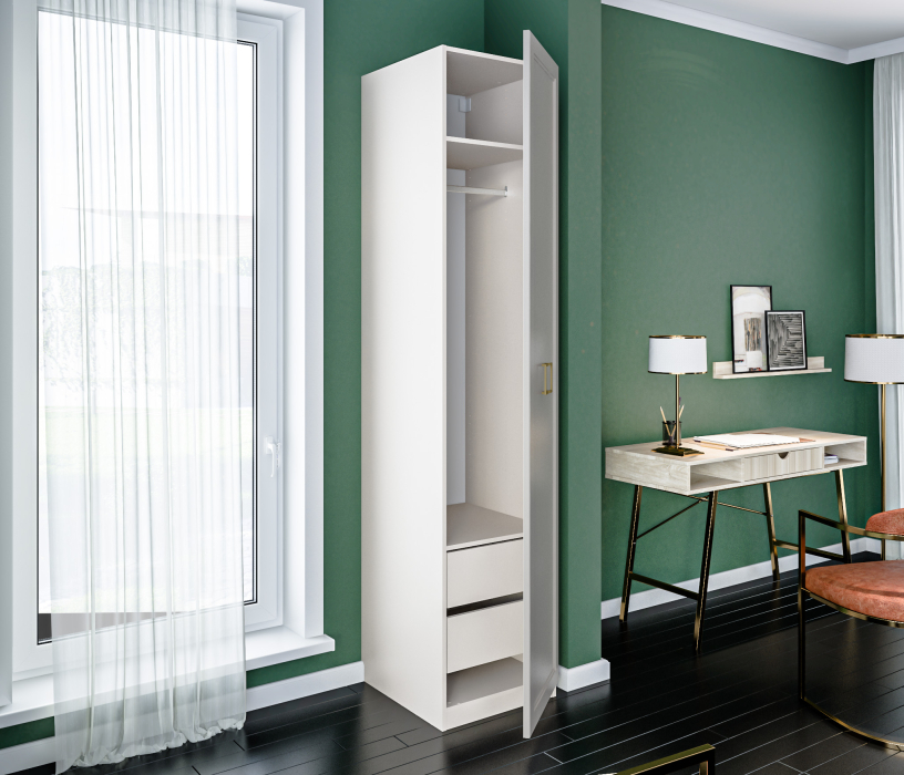 Для одежды, Пенал Макс с двумя ящиками с фасадом Ассоль Кашемир серый