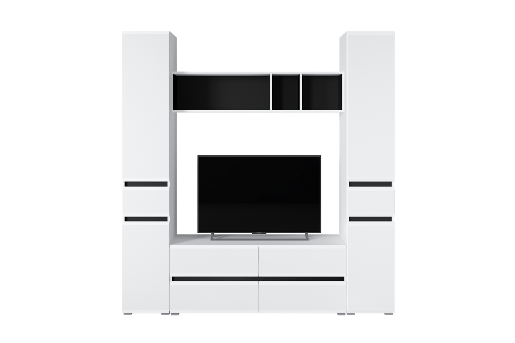 ТВ-тумбы, Тумба под ТВ Сидней 13.63, белый премиум, черный, белый глянец
