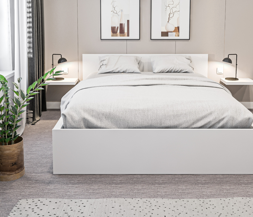 Кровати 160 см, Леон/Бруклин СБ-3369 Кровать белая с матрасом Тропикана-Боннет плюс 1600*2000