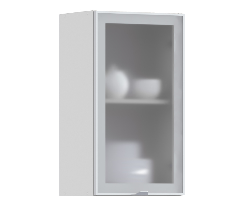 Навесные, Регина РП-40 Полка Белый/Витрина алюминий Белый глянец/стекло Сатин