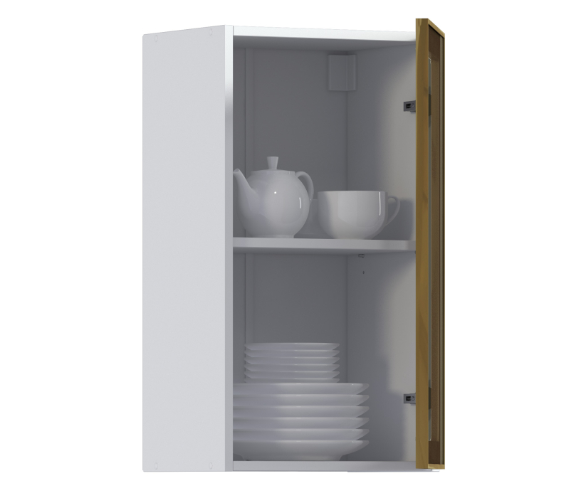 Навесные, Навесной шкаф Регина РП-40 (Белый/Витрина Золото)