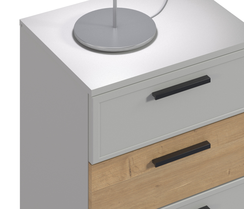 Прикроватные тумбы, Тумба с ящиками Милан СБ-3295 Серый/Дуб Гамильтон,МДФ Светло серый