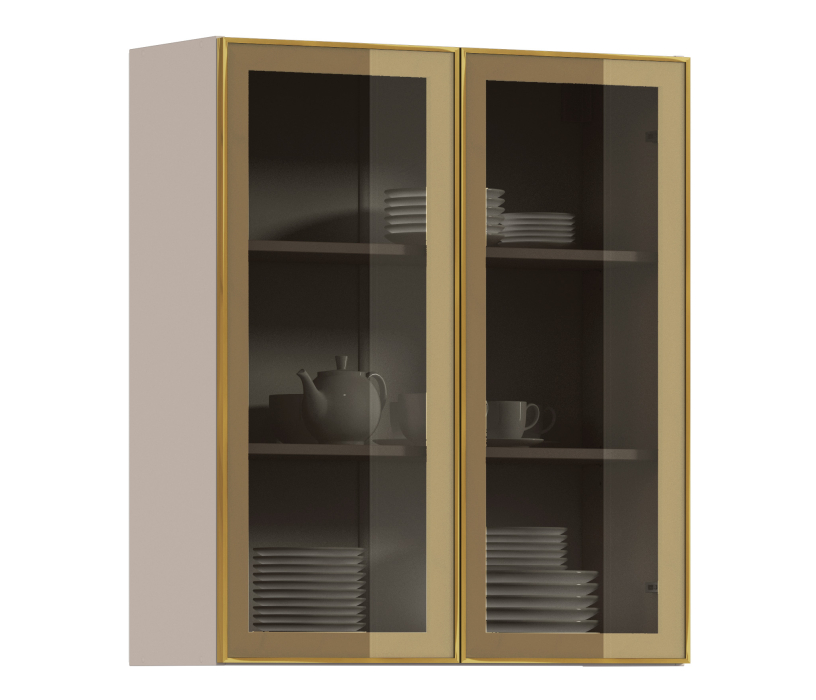 Навесные, Навесной шкаф Регина РП-180 (Песочный/Витрина Золото)