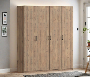 Шкаф четырехдверный Макс 2000 мм, вариант №2 (ЛДСП, корпус дуб вотан)