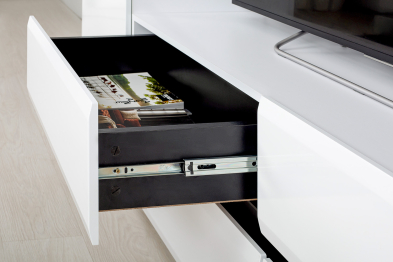 Тумба под ТВ Сидней 13.63, белый премиум, черный, белый глянец